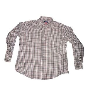 Men's Plaid Puritan Long‎ Sleeve Button-up Shirt Sz XL